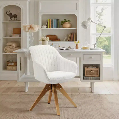 Fauteuil pivotant Art Leon confortable en tissu avec pieds en chêne massif