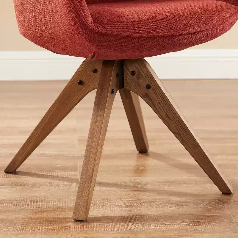 Fauteuil pivotant Art Leon confortable en tissu avec pieds en chêne massif