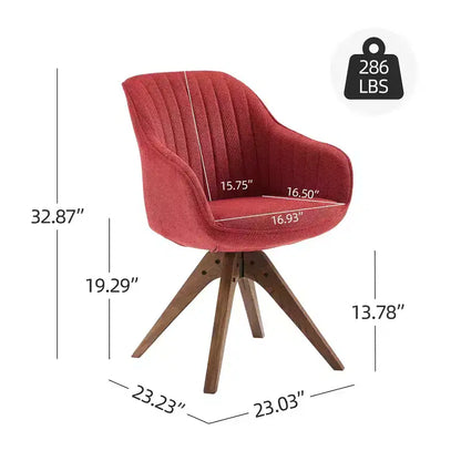 Fauteuil pivotant Art Leon confortable en tissu avec pieds en chêne massif