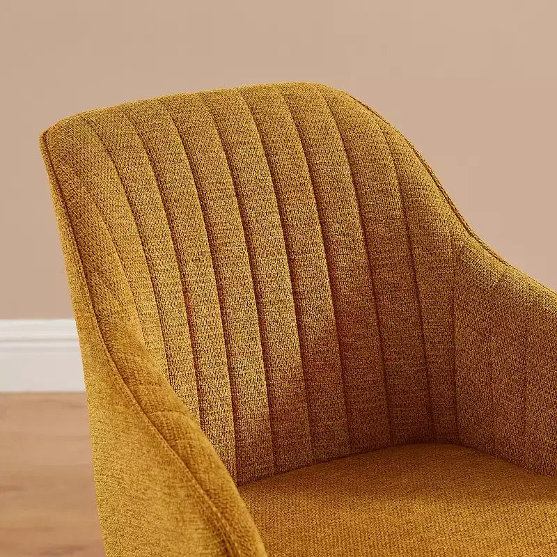 Fauteuil pivotant Art Leon confortable en tissu avec pieds en chêne massif