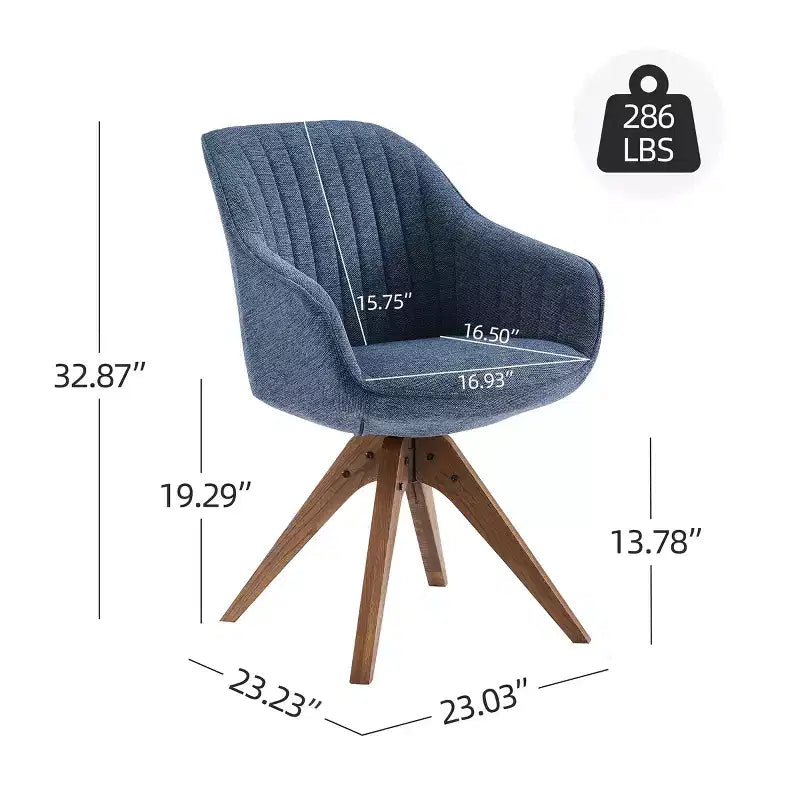 Fauteuil pivotant Art Leon confortable en tissu avec pieds en chêne massif