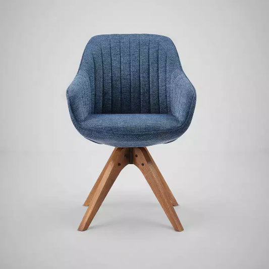 Art Leon Comfortable Fabric Swivel Accent Chair with Solid Oak Wood Legs