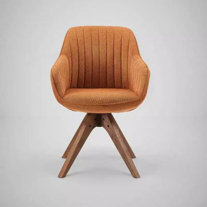 Fauteuil pivotant Art Leon confortable en tissu avec pieds en chêne massif