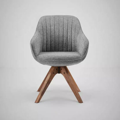 Fauteuil pivotant Art Leon confortable en tissu avec pieds en chêne massif