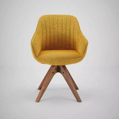 Fauteuil pivotant Art Leon confortable en tissu avec pieds en chêne massif