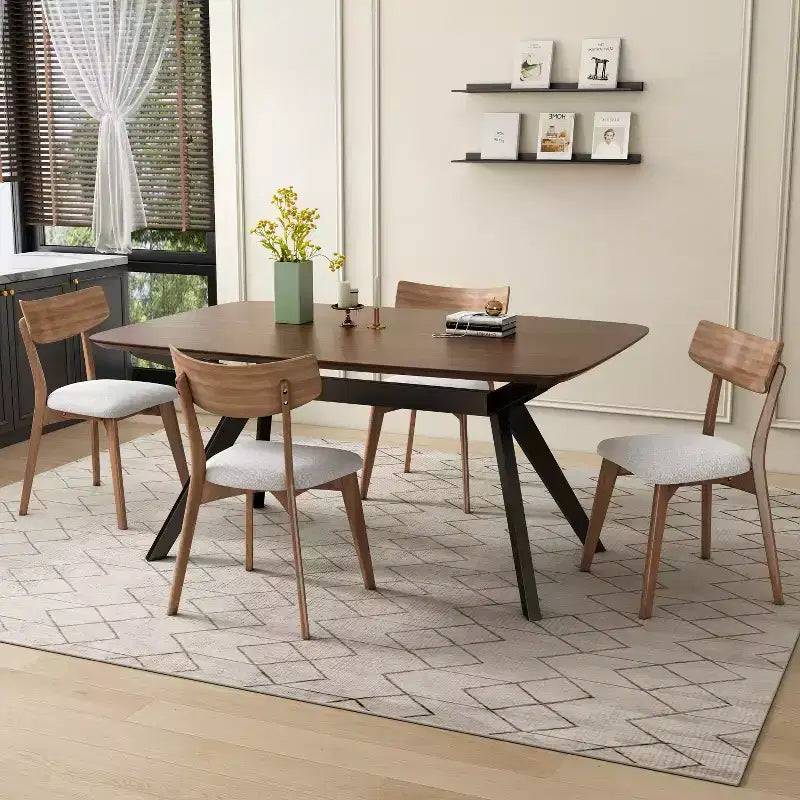 Ensemble de salle à manger 5 pièces en hévéa rembourré de style moderne du milieu du siècle Lareyna de Christopher Knight Home