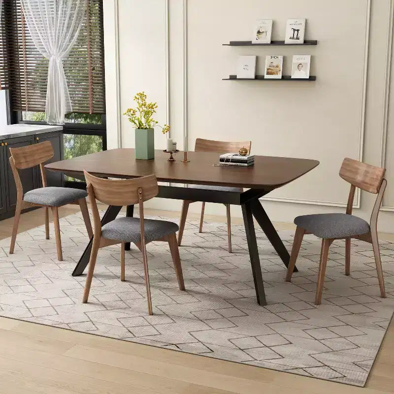 Ensemble de salle à manger 5 pièces en hévéa rembourré de style moderne du milieu du siècle Lareyna de Christopher Knight Home