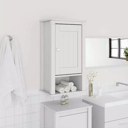vidaXL Meuble Haut de Salle de Bain, Armoire à Pharmacie Murale avec Portes, Armoire de Rangement pour Salle de Bain Buanderie, Pin Massif Blanc Berg