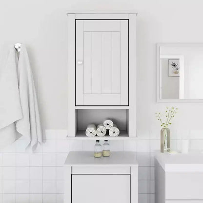 vidaXL Meuble Haut de Salle de Bain, Armoire à Pharmacie Murale avec Portes, Armoire de Rangement pour Salle de Bain Buanderie, Pin Massif Blanc Berg
