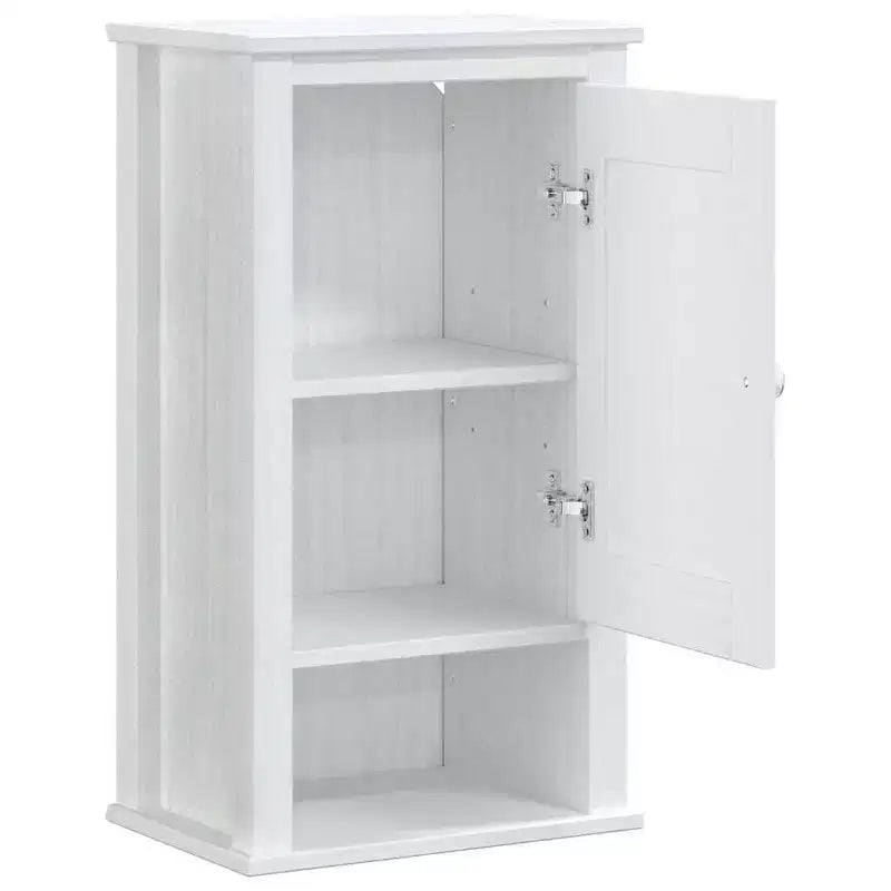 vidaXL Meuble Haut de Salle de Bain, Armoire à Pharmacie Murale avec Portes, Armoire de Rangement pour Salle de Bain Buanderie, Pin Massif Blanc Berg