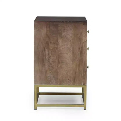 Christopher Knight Home Ansar Table de Chevet Bohème Faite à la Main en Bois de Mangue, Noyer/Or