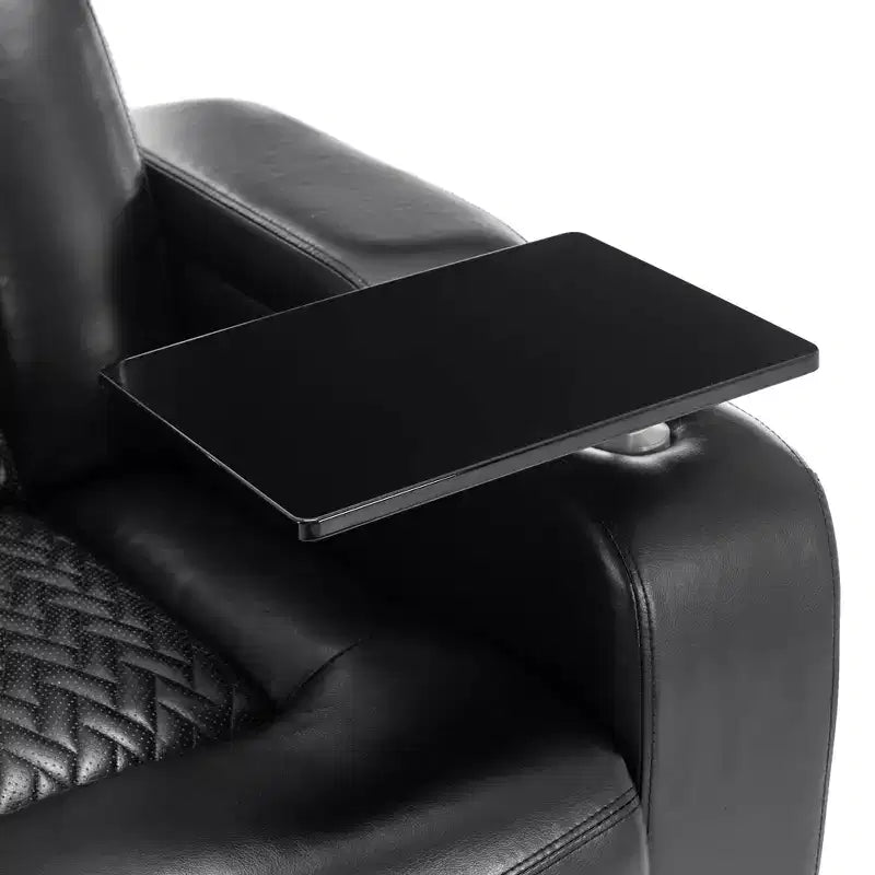 Fauteuil inclinable électrique pivotant 270° en similicuir avec tablette, support de téléphone, port USB et fonction bascule pour un confort home cinéma