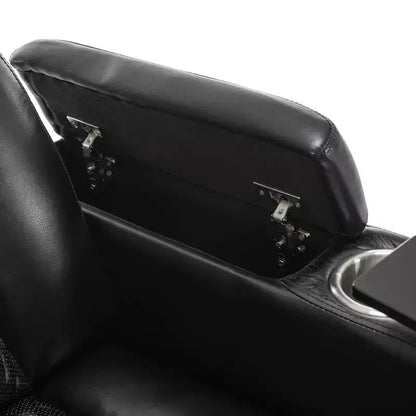Fauteuil inclinable électrique pivotant 270° en similicuir avec tablette, support de téléphone, port USB et fonction bascule pour un confort home cinéma
