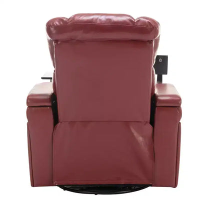 Fauteuil inclinable électrique pivotant 270° en similicuir avec tablette, support de téléphone, port USB et fonction bascule pour un confort home cinéma