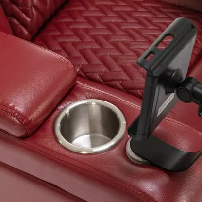 Fauteuil inclinable électrique pivotant 270° en similicuir avec tablette, support de téléphone, port USB et fonction bascule pour un confort home cinéma