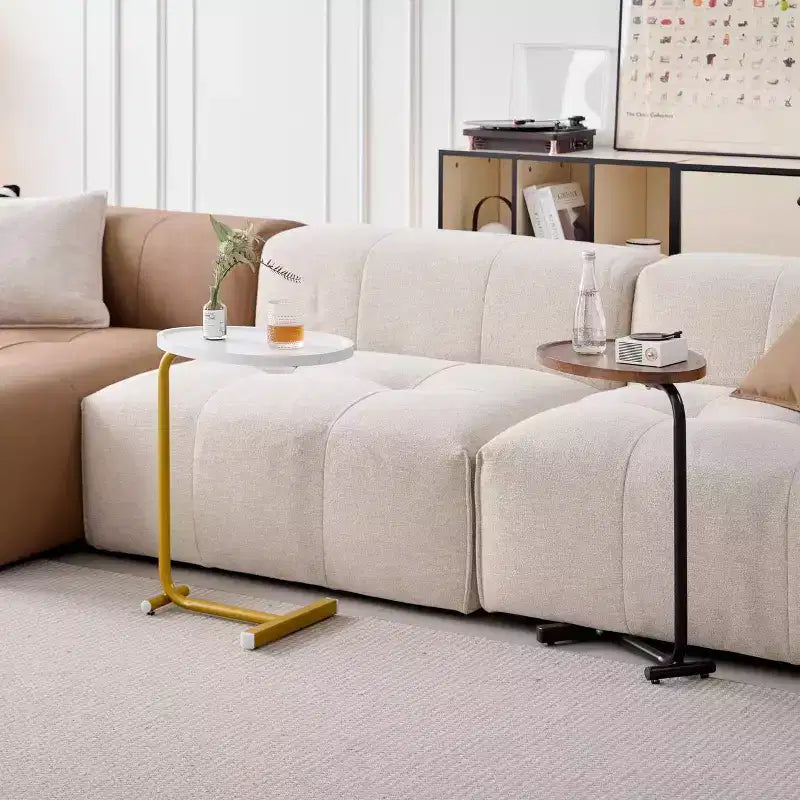 MAYEERTY Lot de 2 tables d'appoint blanches en forme de C pour canapé et petits espaces