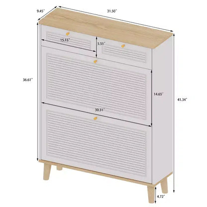 Meuble à Chaussures avec 2 Tiroirs Basculants, Meuble à Chaussures Étroit et Discret, Organisateur de Chaussures Autonome pour Couloir, Salon, Appartement