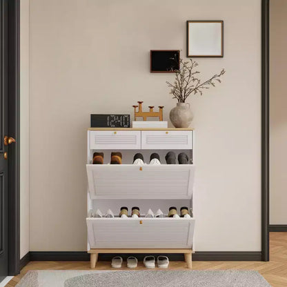Meuble à Chaussures avec 2 Tiroirs Basculants, Meuble à Chaussures Étroit et Discret, Organisateur de Chaussures Autonome pour Couloir, Salon, Appartement