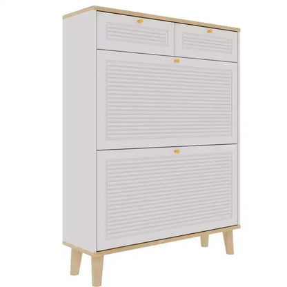 Meuble à Chaussures avec 2 Tiroirs Basculants, Meuble à Chaussures Étroit et Discret, Organisateur de Chaussures Autonome pour Couloir, Salon, Appartement