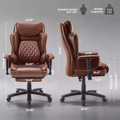 Fauteuil de bureau inclinable confortable Bestier, fauteuil de bureau robuste avec repose-pieds, fauteuil de bureau de direction inclinable avec soutien lombaire réglable