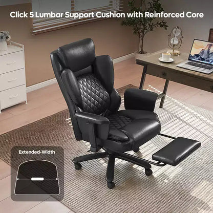 Fauteuil de bureau inclinable confortable Bestier, fauteuil de bureau robuste avec repose-pieds, fauteuil de bureau de direction inclinable avec soutien lombaire réglable