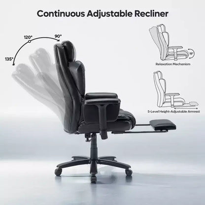 Fauteuil de bureau inclinable confortable Bestier, fauteuil de bureau robuste avec repose-pieds, fauteuil de bureau de direction inclinable avec soutien lombaire réglable