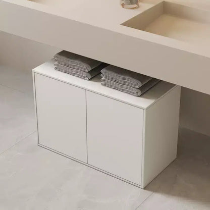Luck Live Armoire de rangement à 2 portes de 80 cm, meuble moderne autonome, convient pour salon, bureau, salle de séjour, blanc ivoire