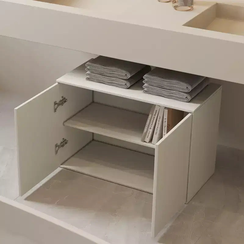Luck Live Armoire de rangement à 2 portes de 80 cm, meuble moderne autonome, convient pour salon, bureau, salle de séjour, blanc ivoire