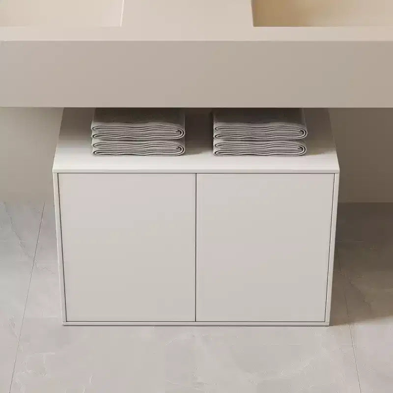 Luck Live Armoire de rangement à 2 portes de 80 cm, meuble moderne autonome, convient pour salon, bureau, salle de séjour, blanc ivoire