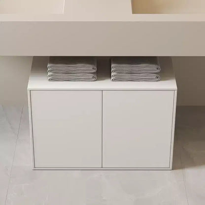 Luck Live Armoire de rangement à 2 portes de 80 cm, meuble moderne autonome, convient pour salon, bureau, salle de séjour, blanc ivoire