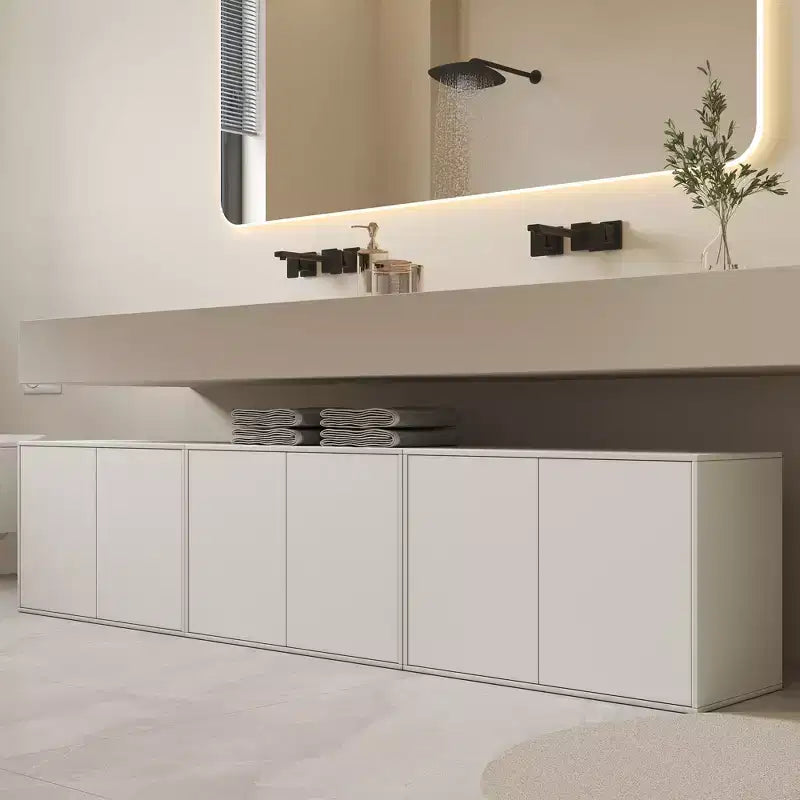 Luck Live Armoire de rangement à 2 portes de 80 cm, meuble moderne autonome, convient pour salon, bureau, salle de séjour, blanc ivoire