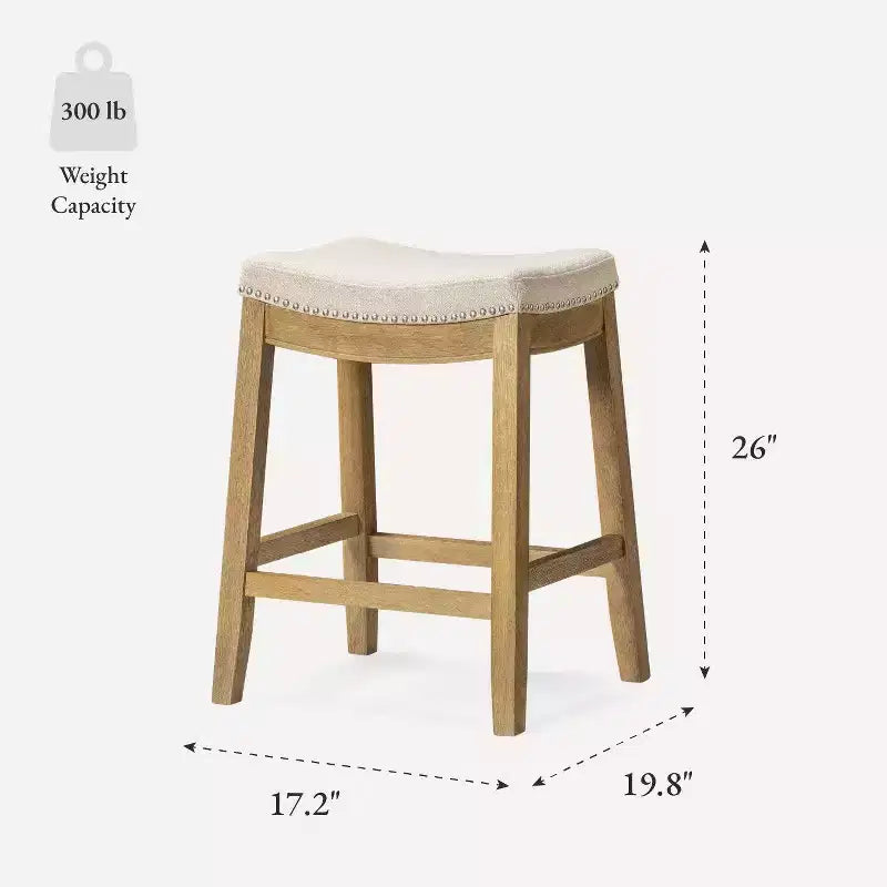 Maven Lane Sophia Tabouret de comptoir sans dossier avec revêtement en tissu 66 cm