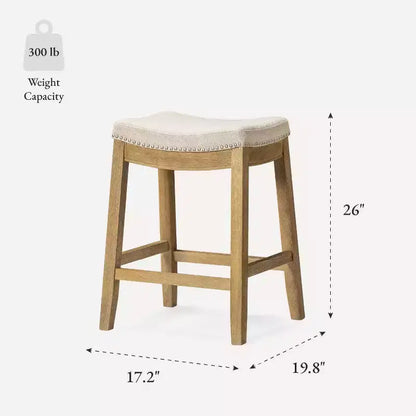 Maven Lane Sophia Tabouret de comptoir sans dossier avec revêtement en tissu 66 cm