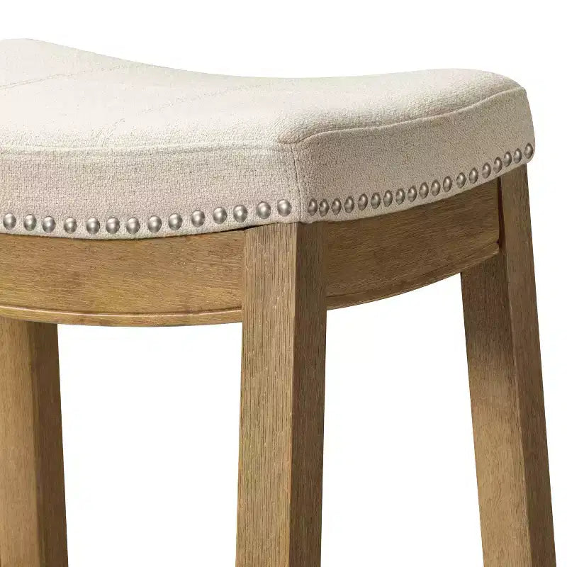 Maven Lane Sophia Tabouret de comptoir sans dossier avec revêtement en tissu 66 cm