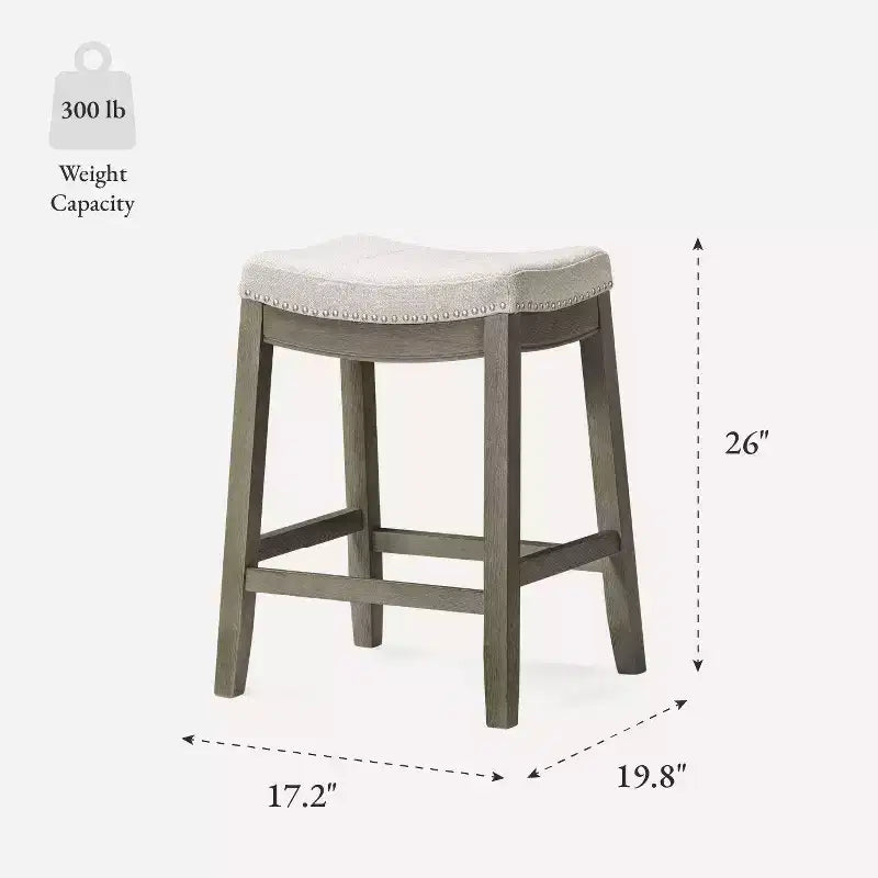 Maven Lane Sophia Tabouret de comptoir sans dossier avec revêtement en tissu 66 cm