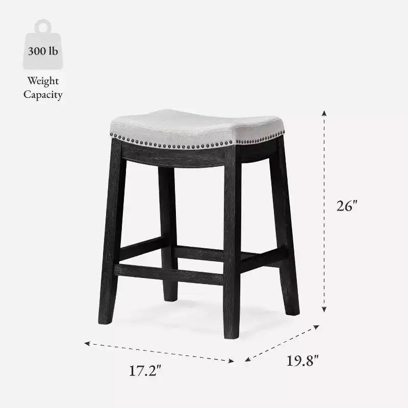 Maven Lane Sophia Tabouret de comptoir sans dossier avec revêtement en tissu 66 cm