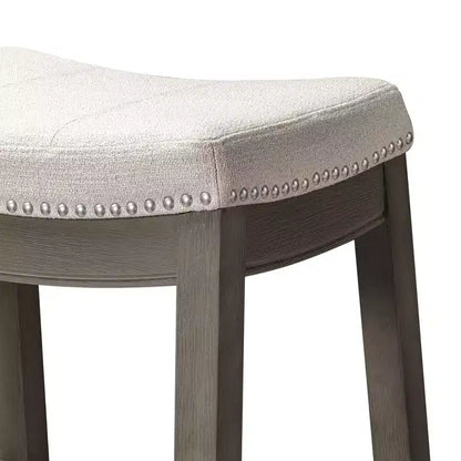 Maven Lane Sophia Tabouret de comptoir sans dossier avec revêtement en tissu 66 cm