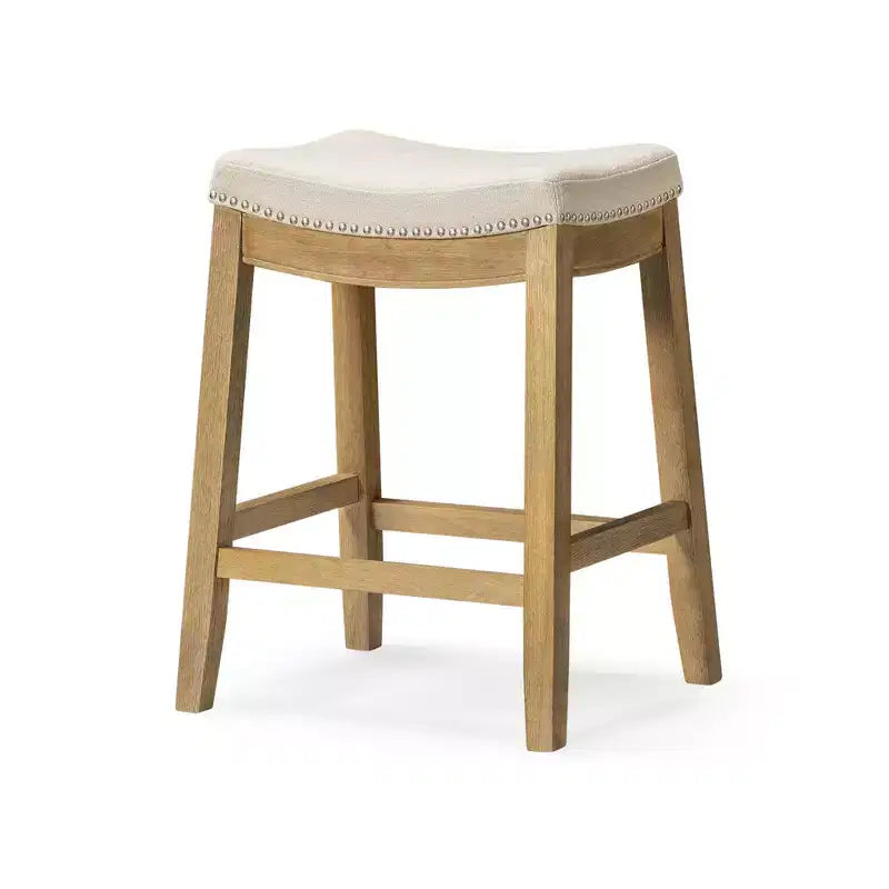 Maven Lane Sophia Tabouret de comptoir sans dossier avec revêtement en tissu 66 cm