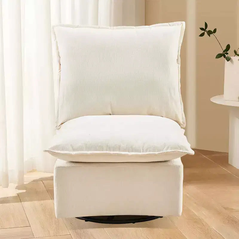 Fauteuil pivotant Okak Chenille à 360 degrés avec coussin amovible, canapé simple rembourré confortable pour salon, bureau, salle de détente