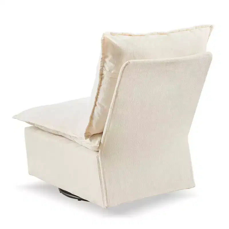 Fauteuil pivotant Okak Chenille à 360 degrés avec coussin amovible, canapé simple rembourré confortable pour salon, bureau, salle de détente