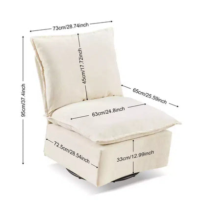 Fauteuil pivotant Okak Chenille à 360 degrés avec coussin amovible, canapé simple rembourré confortable pour salon, bureau, salle de détente