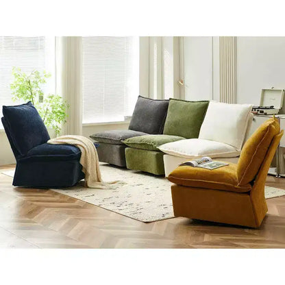 Fauteuil pivotant Okak Chenille à 360 degrés avec coussin amovible, canapé simple rembourré confortable pour salon, bureau, salle de détente