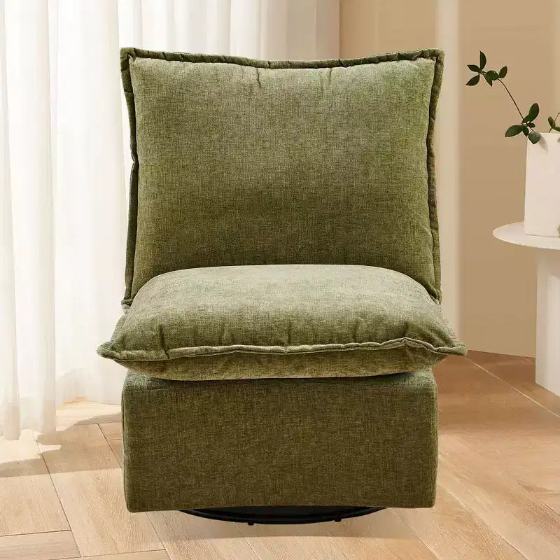 Fauteuil pivotant Okak Chenille à 360 degrés avec coussin amovible, canapé simple rembourré confortable pour salon, bureau, salle de détente