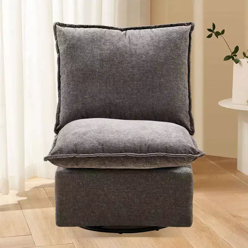 Fauteuil pivotant Okak Chenille à 360 degrés avec coussin amovible, canapé simple rembourré confortable pour salon, bureau, salle de détente