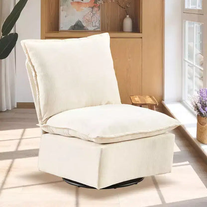 Fauteuil pivotant Okak Chenille à 360 degrés avec coussin amovible, canapé simple rembourré confortable pour salon, bureau, salle de détente