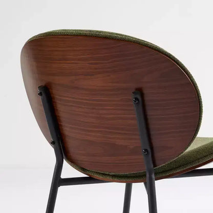 Chaise Okak Mid-Century Modern Shell, Chaise d'appoint sans accoudoirs en cuir PU noir et finition noyer pour salon, bureau