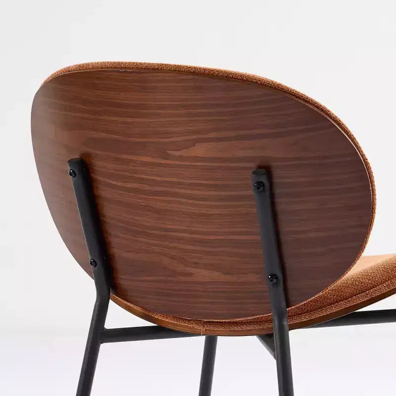 Chaise Okak Mid-Century Modern Shell, Chaise d'appoint sans accoudoirs en cuir PU noir et finition noyer pour salon, bureau