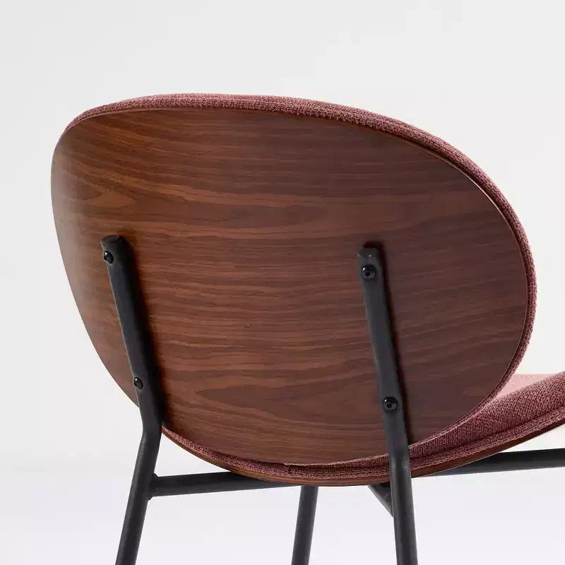 Chaise Okak Mid-Century Modern Shell, Chaise d'appoint sans accoudoirs en cuir PU noir et finition noyer pour salon, bureau