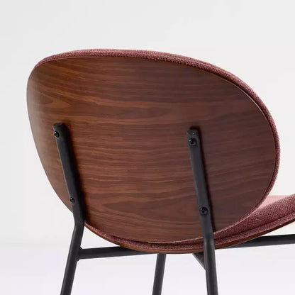 Chaise Okak Mid-Century Modern Shell, Chaise d'appoint sans accoudoirs en cuir PU noir et finition noyer pour salon, bureau