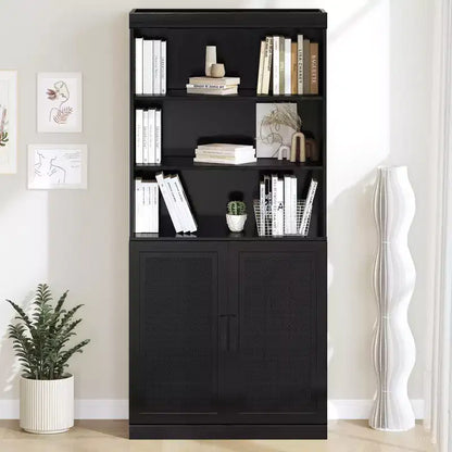 Meuble de rangement 31 x 67 en bois noir avec 4 étagères réglables, meuble de rangement bibliothèque ouverte